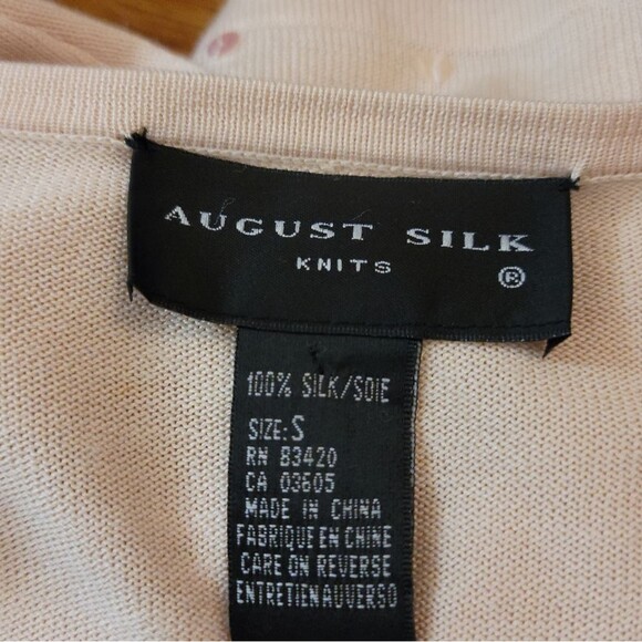 August Silk Knits Beige Sequin One Button Cardigan 100% Silk Size Small - Picture 3 of 11